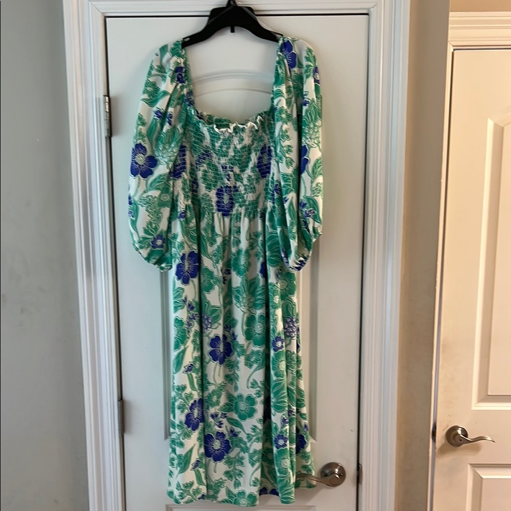 Vine & Love Green and Blue Floral Midi Dress